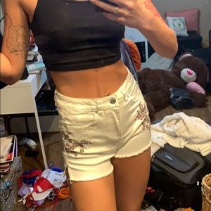 White floral shorts